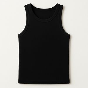 Camiseta sin mangas negra de punto acanalado para hombre, cuello redondo, informal, de color liso, para verano - Product Image 2