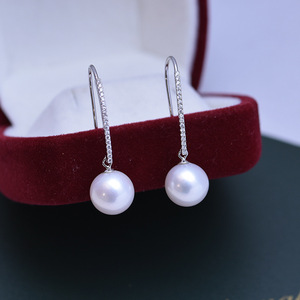 Freshwater 10-11mm White Strong Light Fine Flaws S925 <b>Silver</b> Square Multi-Purpose Ear Buckle Female <b>Pearl</b> <b>Earrings</b> - Product Image 3