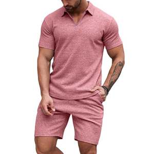 High Quality Breathable Cotton Knitted Casual Men's Two Piece T-Shirt Sets Short Sleeve Summer Sports Slim Fit Digital Printed - Product Image 4
