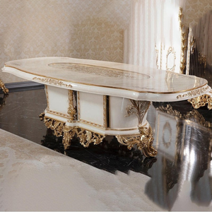 Juego de Comedor Victoriano de Lujo, Mesa de Madera de Caoba Maciza con Tallado Dorado, Sillas Ecológicas y Duraderas, Muebles para el Hogar de Estilo Clásico Antiguo - Product Image 4