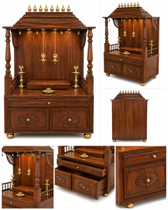 Buy Designer Pooja Ghar <b>Mandir</b> Home Modern Teak Wood Bell Design Temple Best Pooja Room Customized Size Personalized - Product Image 6