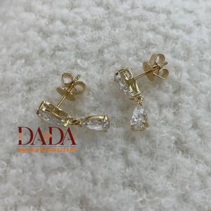 Sparkling Oval Heart Emerald Cut Lab Grown <b>Diamond</b> Drop Stud <b>Dangle</b> <b>Earrings</b> Yellow Gold Rhodium Plated IGI Certified Trendy - Product Image 5