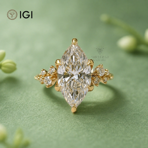 Anillo de Compromiso de Oro Sólido de 14K con Diamante Cultivado en Laboratorio con Certificación IGI CVD HPHT, Corte Marquesa de 2.00 CT, Joyería para Mujer SHREERAJ - Product Image 1