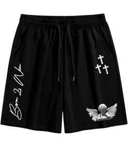 กางเกงขาสั้นลำลองผู้ชายผ้าเทอร์รี่คอตตอนขนาด 5.5 นิ้ว เอวยางยืดสูง มีกระเป๋าหลายช่อง เหมาะสำหรับใส่ในชีวิตประจำวัน เดินเล่น ชุดฤดูร้อน - Product Image 1