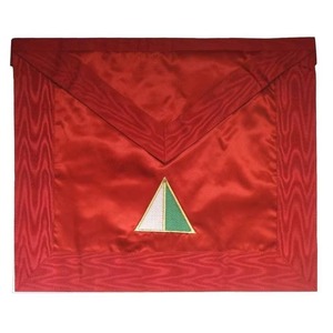 26th Degree Scottish Rite Apron All <b>Red</b> Satin & Moire Prince of Mercy <b>Ribbon</b> with Machine Embroidery Emblem OEM Service - Product Image 1