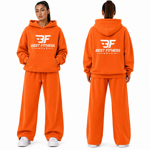 Ensemble de survêtement 2 pièces surdimensionné pour femme, 100 % coton premium, grande taille, streetwear de luxe, tenue d'hiver - Product Image 6