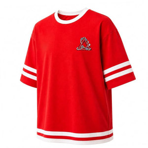 Delta |   Sigma |   T-shirt décontracté à manches courtes pour homme et femme, modèle Ringer rouge avec bordure blanche et lettres grecques, de la sororité Theta - Product Image 2