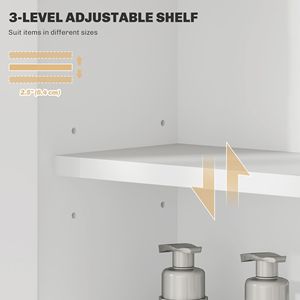 Mobile Bagno Moderno Bianco a 2 Ante da Parete con Ripiano Regolabile - Soluzione Contemporanea per l'Organizzazione del Bagno - Product Image 6