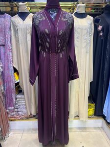 Abaya de Alta Calidad, Modesta, Estilo Dubái, con Cuentas y Lentejuelas, Manga Larga, Tradicional Musulmana, Hecha a Mano, para Boda, de Poliéster Transpirable, Cuello en V, para Mujer - Product Image 3