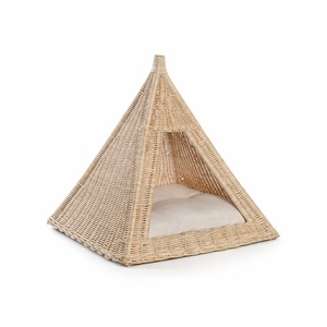 Nichoir pour chat tissé à la main, grande taille, maison pour chien, panier en rotin durable en forme de tente pour animal de compagnie - Product Image 5
