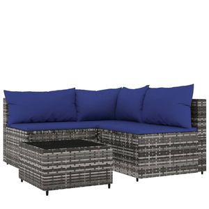 Conjunto de Muebles de Jardín de Ratán PE Gris con Patas Ajustables Medianas - Product Image 2