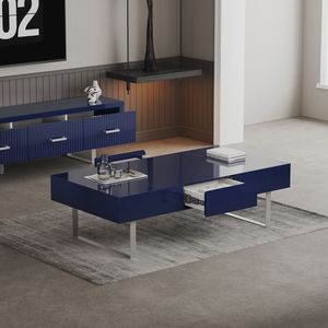 Tavolino da caffè blu lucido 52,4 x 26,8 x 15,6 pollici - Product Image 2