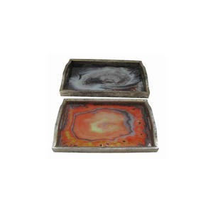 Bandeja Rectangular de Piedra con Incrustaciones de Ágata Pulida, Diseño Moderno para Uso en Mesa - Product Image 4