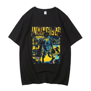 Camiseta gráfica unisex Invincible, camiseta informal negra de manga corta con cuello redondo y arte vintage de cómic de superhéroes del Imperio de Viltrum - Product Image 1