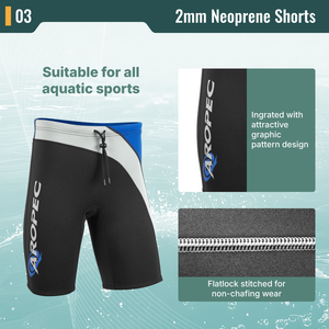 Pantalones Cortos de Neopreno Aropec de 2 mm, Pantalones de Traje de Buceo con Bloques de Color, Cierre de Hebilla Externa, Costuras Planas, Equipo de Surf y Buceo - Product Image 4