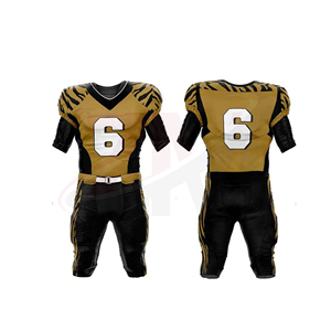 Conjunto de Uniforme de Fútbol Americano para Hombre, Jersey Dorado y Negro con Número 6, Impresión por Sublimación, Poliéster Transpirable, Talla Adulto - Product Image 4