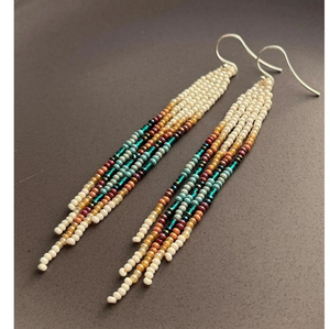 Handmade Glass Seed Beads Fabric Cute Embroidery Hoop <b>Earrings</b> Secure Lock <b>Back</b> Customized Game Day Logo Design Lightweight - Product Image 2