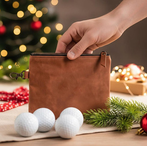 Cartera organizadora de golf de cuero genuino de alta calidad con múltiples compartimentos para artículos esenciales de campo de golf en venta - Product Image 1