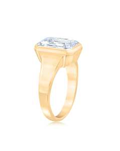 3ct Emerald Cut Lab Grown Diamond Engagement <b>Ring</b> 14k 18k Solid <b>Gold</b> Bezel <b>Set</b> Solitaire Wedding <b>Ring</b> Anniversary Band F VS CVD - Product Image 4