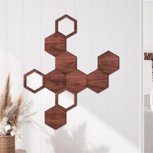 Arte de Pared Geométrico Hexagonal de Madera de Acacia |   Adornos de Pared de Madera Hechos a Mano al por Mayor - Product Image 6