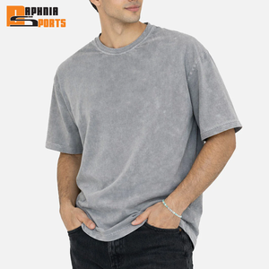 Camiseta para hombre de color gris claro con hombros caídos y lavado ácido en venta con logotipo y diseño personalizados a precios bajos al por mayor OEM. - Product Image 2