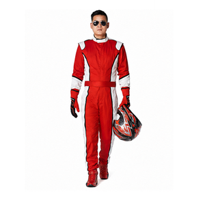 Men's <b>Red</b> White Full Sleeve Flame Resistant Quick Dry Custom Logo Front Racing <b>Suit</b> All Seasons Motorcycle Wear - Product Image 1