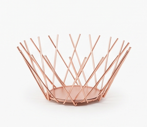 Modern Geometric Metal Wire <b>Storage</b> <b>Basket</b> Rose <b>Gold</b> Color Home Decoration Easy To Assemble - Product Image 5