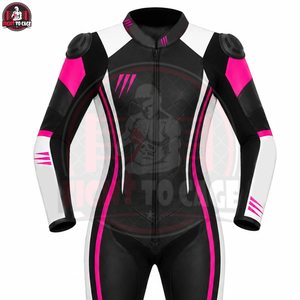 Combinaisons de course moto en cuir de vachette véritable de qualité supérieure, avec étiquette privée, produit tendance best-seller, noir, blanc, rose - Product Image 4