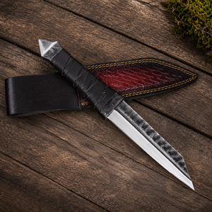 Couteau Viking Seax forgé à la main, lame en acier à haute teneur en carbone avec manche gainé de cuir, étui en cuir véritable, Bushcraft - Product Image 4
