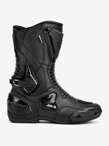 Bottes de moto mi-mollet en cuir véritable imperméables, respirantes, légères, avec fermeture éclair, semelle extérieure en caoutchouc, toutes saisons, noires, vente en gros - Product Image 4