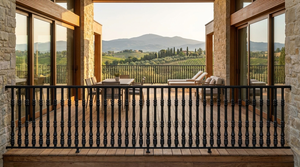 Rampe de balcon décorative en fer forgé noir traditionnel - Résistante à la rouille, à l'eau et aux UV - Pour escalier, jardin, extérieur, villa - Product Image 3