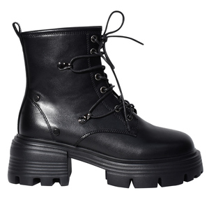 Botines de Plataforma con Cordones Negros para Mujer, Tacón Grueso de 6.5 cm, Resistentes al Agua, de Piel Sintética Elástica, Venta al Por Mayor - Product Image 4