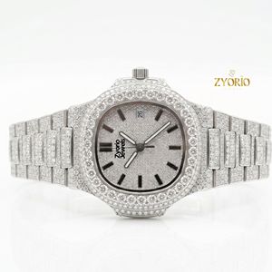 Reloj de Lujo para Hombre con Incrustaciones de Moissanita, Personalizado en Acero Inoxidable con Diamantes, con Indicador de Fecha, Estilo Hip Hop - Product Image 2