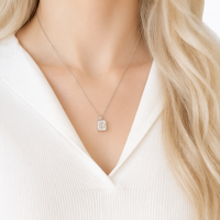 Collier pendentif en moissanite taille émeraude 1CT 2CT en argent sterling 925 couleur D VVS1, cadeau d'anniversaire, bijoux fins pour femme