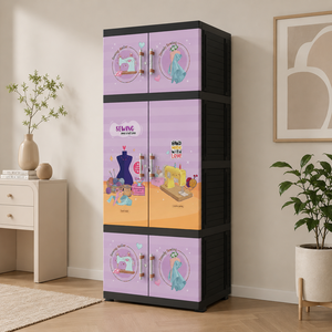 Naiba Fit Pro Plastic Cabinet/Wardrobe with Purple Flat Panel Hinged Doors for Clothing and Bedroom Storage - Product Image 1