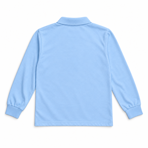 Kids <b>Light</b> <b>Blue</b> <b>Long</b> <b>Sleeve</b> Polo Shirt Uniform <b>Tops</b> With Pocket School Wear - Product Image 2