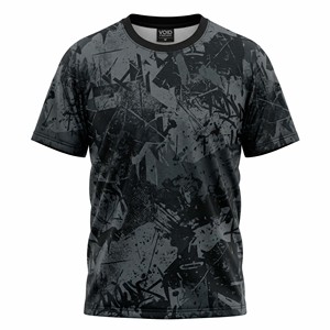 T-shirt streetwear personnalisé à impression intégrale par sublimation, motif abstrait monochrome foncé pour homme, style grunge - Product Image 2