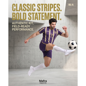 Tenue de football vintage rayée haut de gamme, coupe ajustée, en maille polyester 160 GSM, uniforme de football personnalisé OEM pour hommes, 100 % polyester - Product Image 5