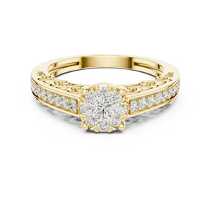 แหวนหมั้นเพชรทรงกลมทองคำโรสโกลด์ 14K สำหรับผู้หญิง |   เพชรที่เพิ่งเพาะเลี้ยง - Product Image 6
