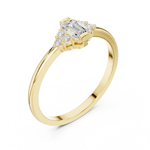 Bague de fiançailles en or jaune avec diamant de laboratoire taille émeraude pour femme, tendance, certifiée IGI, cadeau d'anniversaire ou de promesse - Product Image 4