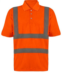 Hi Vis Safety Polo <b>Shirt</b> <b>Men</b> Short Sleeve Reflective Breathable <b>Orange</b> Navy Color Blocked Workwear Knitted Polyester - Product Image 3