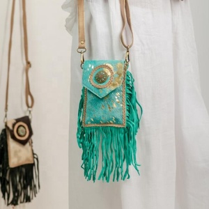 กระเป๋าถือหนังสะพายข้างอเนกประสงค์สำหรับผู้หญิงออกแบบได้ตามต้องการมีพู่ดีไซน์ลายดอกไม้หรูหรา - Product Image 2