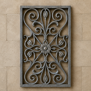 Cast Iron Decorative <b>Panel</b> Ornate Wrought Iron Scrollwork Floral Pattern Architectural Metal Insert Gate Fence <b>Window</b> Grill - Product Image 4