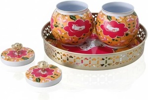 Elegant Home Metal Pichwai Tray Vintage Style <b>Decorative</b> Storage <b>Jar</b> for Temple and Festive Use - Product Image 5