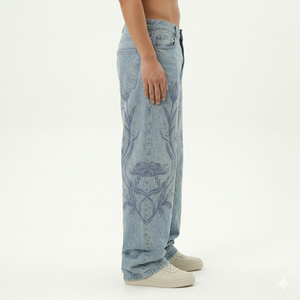 Custom Hot Selling 14oz Stone Washed Denim <b>Jeans</b> Men Streetwear Straight Fit 100% Cotton Solid Color Fade Proof Washable Spring - Product Image 3