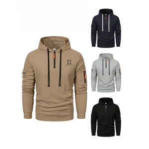 Sweat-shirts à capuche pour hommes avec logo personnalisé brodé, 100% coton, patchwork écologique, coupe-vent d'hiver, polaire chaud - Product Image 1