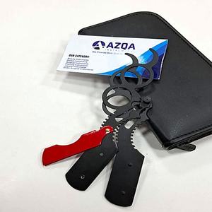 Rasoir droit à double anneau en acier inoxydable avec finition colorée rouge et noire pour le rasage et l'entretien professionnel des barbiers - Product Image 6
