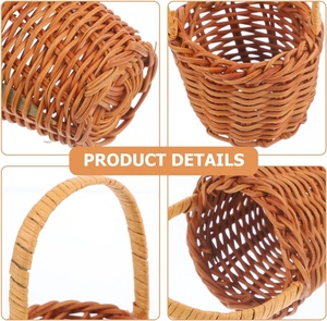 Mini paniers-cadeaux en bois tissés à la main avec poignée, paniers de pique-nique décoratifs pour bonbons, chocolat et cadeaux, mariage et fête, miniature - Product Image 3