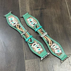 Wholesale Custom Tooled <b>Leather</b> Smart Watch Band Real Genuine <b>Leather</b> Unisex Playing Card Design Replacement <b>Wrist</b> Watch <b>Strap</b> - Product Image 5