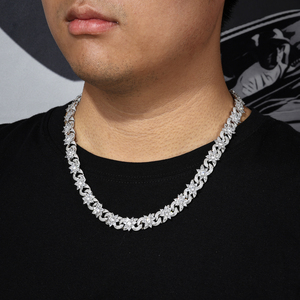 Collar de Lujo para Hombre, Estilo Tenis, con Cadena de Eslabones Florales, Diamantes Cultivados en Laboratorio, Plata 925 - Product Image 2